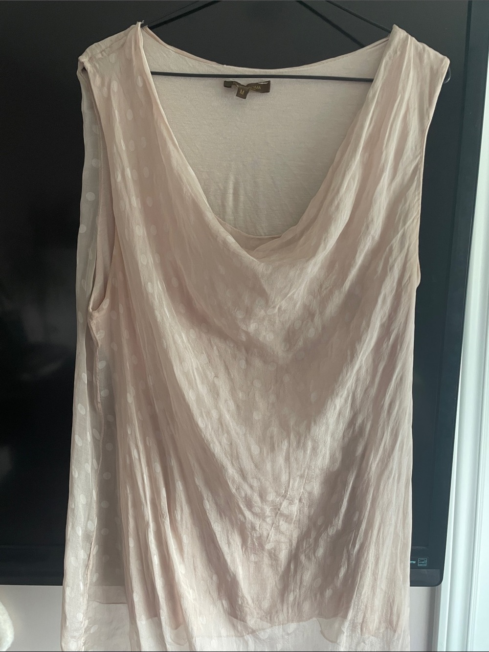 Cowl Neck Sleeveless Silk Top - Light Blush
